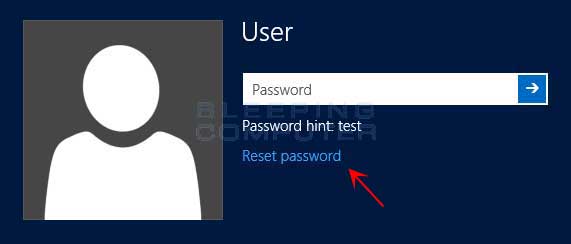 Reset password prompt in Windows 8